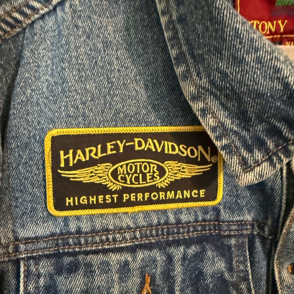 Rare Vintage STONY RIVER Harley Davidson Custom Patches Denim Jacket 80s XL - Picture 3 of 12